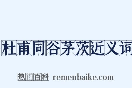 杜甫同谷茅茨近义词是什么意思的图片
